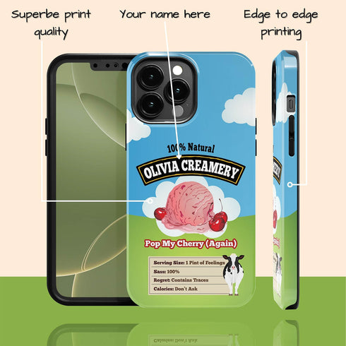 Personalized Emotional Support Ice Cream Pint iPhone Case